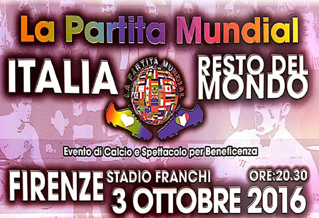 ITALIA – RESTO DEL MONDO – evento di calcio e spettacolo per beneficenza